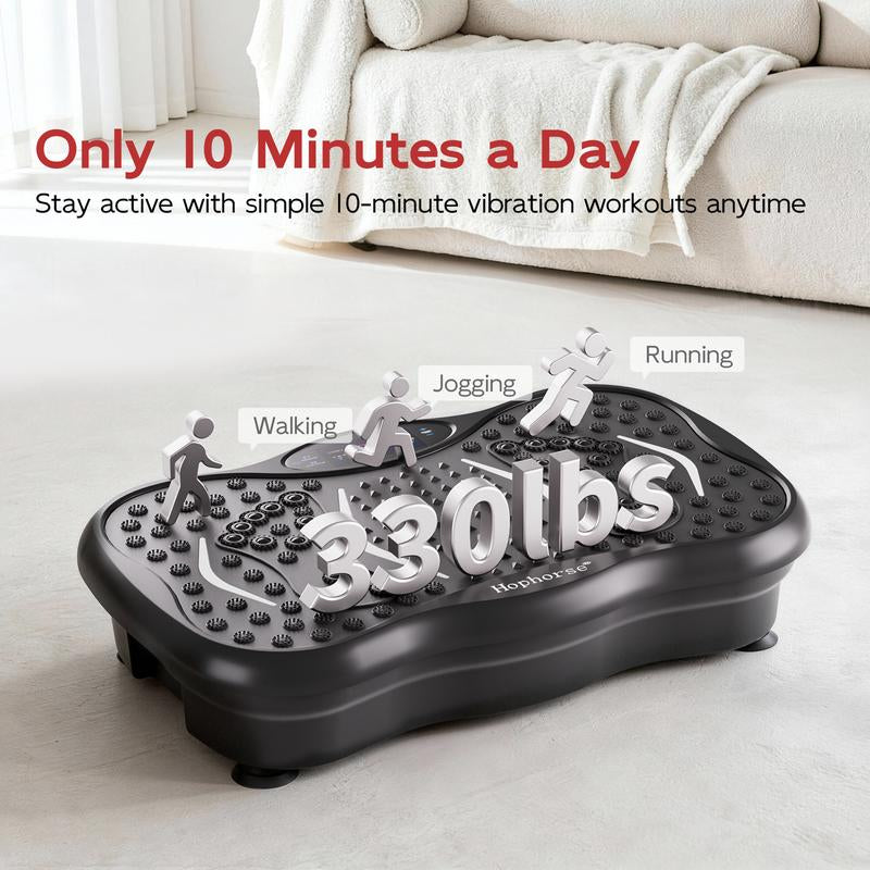 HOPHORSE HORSE Relax Muscles Vibration Plate Exercise Machine for Women, 3-In-1 Indoor Home Gym with Bluetooth, Silicone Pedal, 300 Lbs Capacity, Adjustable Speeds & Auto Modes for Full-Body Workout