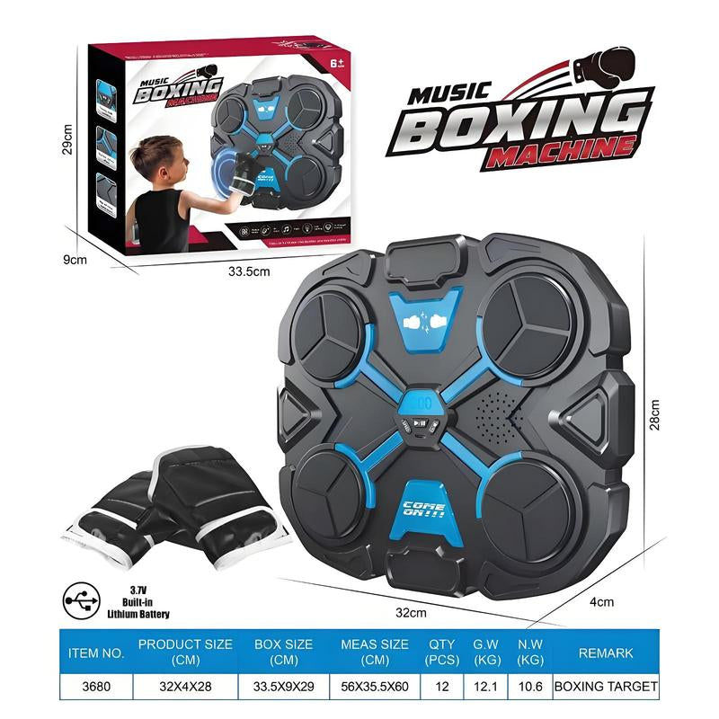 Bluetooth Music Boxing Trainer Wall-Mounted Stress Relief Punching Pad with Gloves More Adjustable Speeds for Instant Fun Portable Electronic Fitness Target Ideal Christmas Gift for Adults