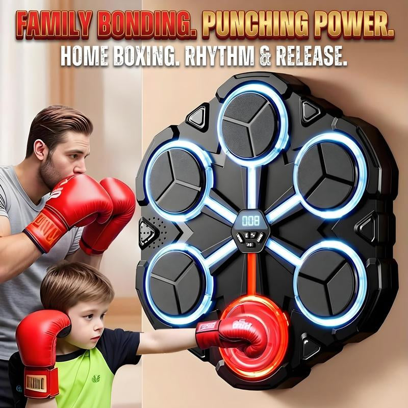 Bluetooth Music Boxing Trainer Wall-Mounted Stress Relief Punching Pad with Gloves More Adjustable Speeds for Instant Fun Portable Electronic Fitness Target Ideal Christmas Gift for Adults