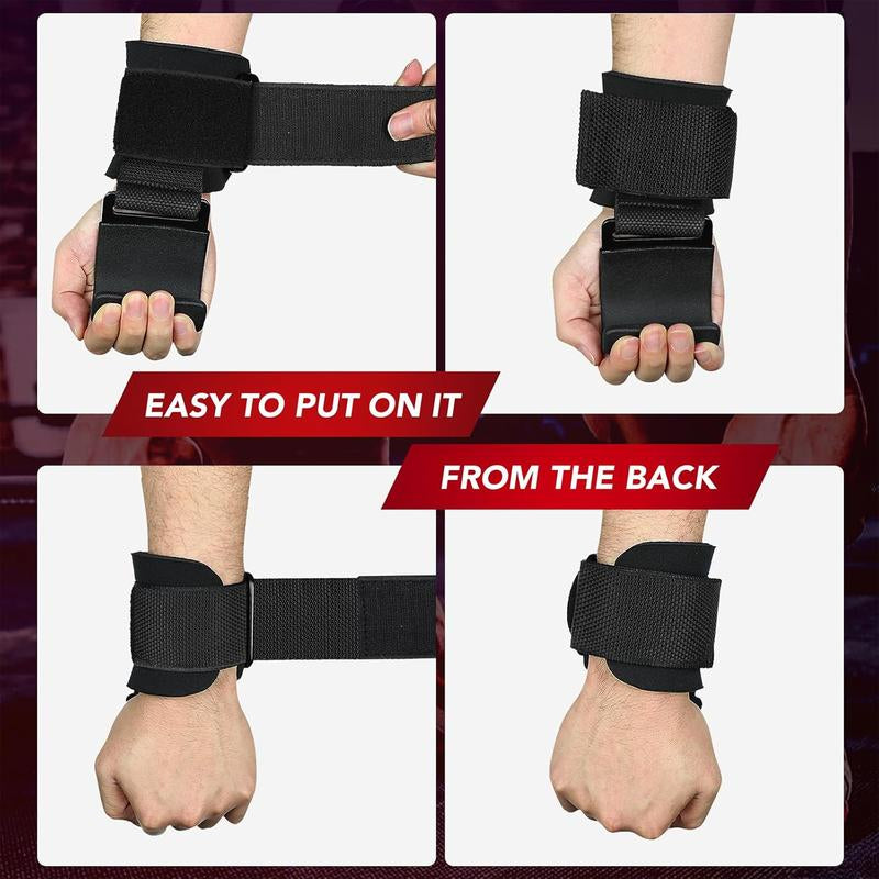 2 Pcs Weight Lifting Hooks - Upgraded Heavy Duty Lifting Wrist Straps for Deadlift, Powerlift, Pull up Bar, Liftups, Shrugs, Alternative in Fitness Gym Power Training, Not Scalable Hook