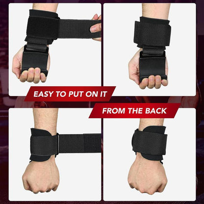 2 Pcs Weight Lifting Hooks - Upgraded Heavy Duty Lifting Wrist Straps for Deadlift, Powerlift, Pull up Bar, Liftups, Shrugs, Alternative in Fitness Gym Power Training, Not Scalable Hook