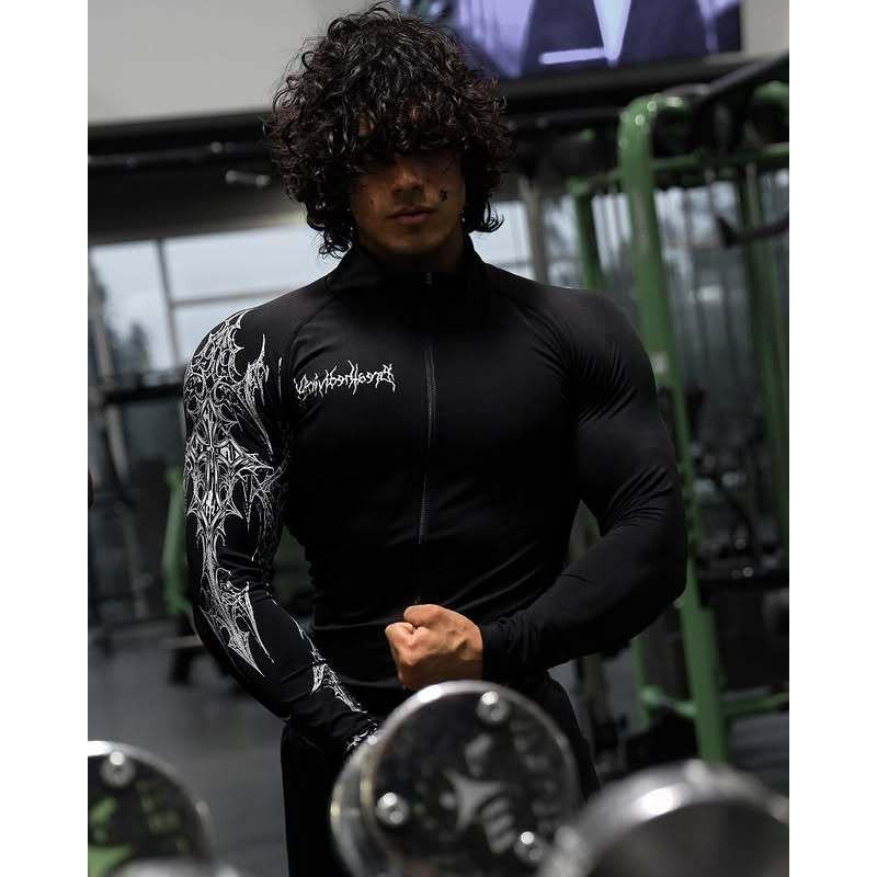 Men'S Slim Fit Compression Workout Jacket Quick-Dry Moisture-Wicking Full Zip Athletic Top for Gym Running Training High-Elastic Fabric
