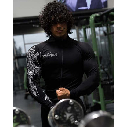Men'S Slim Fit Compression Workout Jacket Quick-Dry Moisture-Wicking Full Zip Athletic Top for Gym Running Training High-Elastic Fabric