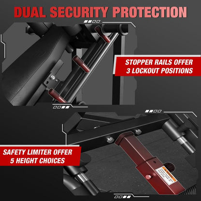 Leg Press Hack Squat Machine Combo, 45-Degree Leg Exercise with Linear Bearing & Weight Storage for Quads, Hamstrings, Glutes, Calves Home Workout Equipment Fitness Equipment
