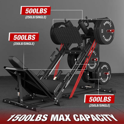 Leg Press Hack Squat Machine Combo, 45-Degree Leg Exercise with Linear Bearing & Weight Storage for Quads, Hamstrings, Glutes, Calves Home Workout Equipment Fitness Equipment