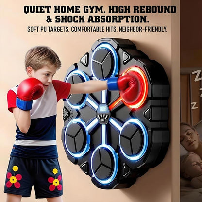 Bluetooth Music Boxing Trainer Wall-Mounted Stress Relief Punching Pad with Gloves More Adjustable Speeds for Instant Fun Portable Electronic Fitness Target Ideal Christmas Gift for Adults