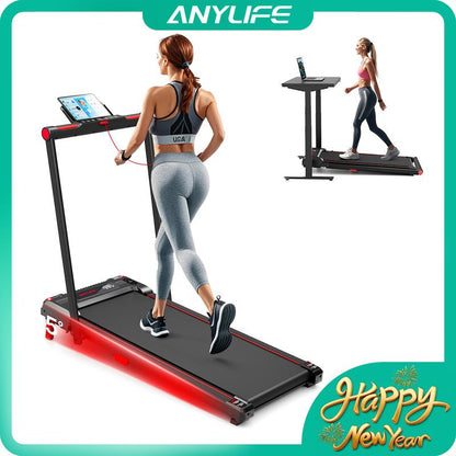 【Happyvalentine'S Day】Anylife Treadmills Home with Foldable Handle Bar with Safety Clip, Flat/Incline under Desk Treadmill, Brushless Motor, Walking Pad, Exercise Equipment with Remote Control, 330 Lbs Capacity, with LED Display, D2