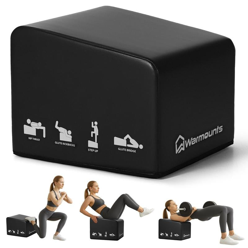WARMOUNTS Hip Thrust Bench, Multi-Functional Hip Thrust Machine for Strength Training, Glute Bridge Box with Handle, Non-Slip Pad and Smooth Rim Design, for Home and Gym, 700LB Load Capacity