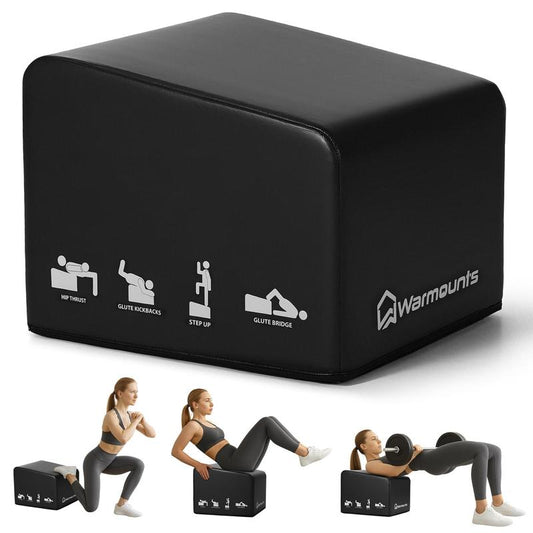 WARMOUNTS Hip Thrust Bench, Multi-Functional Hip Thrust Machine for Strength Training, Glute Bridge Box with Handle, Non-Slip Pad and Smooth Rim Design, for Home and Gym, 700LB Load Capacity