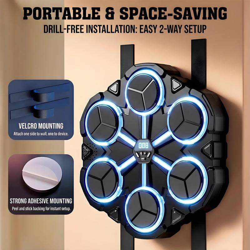 Bluetooth Music Boxing Trainer Wall-Mounted Stress Relief Punching Pad with Gloves More Adjustable Speeds for Instant Fun Portable Electronic Fitness Target Ideal Christmas Gift for Adults