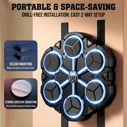 Bluetooth Music Boxing Trainer Wall-Mounted Stress Relief Punching Pad with Gloves More Adjustable Speeds for Instant Fun Portable Electronic Fitness Target Ideal Christmas Gift for Adults