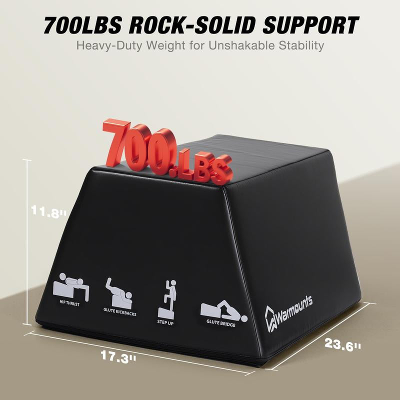 WARMOUNTS Hip Thrust Bench, Multi-Functional Hip Thrust Machine for Strength Training, Glute Bridge Box with Handle, Non-Slip Pad and Smooth Rim Design, for Home and Gym, 700LB Load Capacity