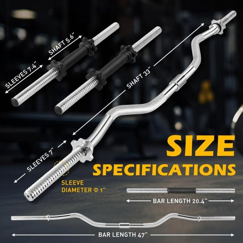 FIXTECH 66LB 2 in 1 Olympic Adjustable Weight Set with Curl Bar Used as Barbell for Family Fitness, Black