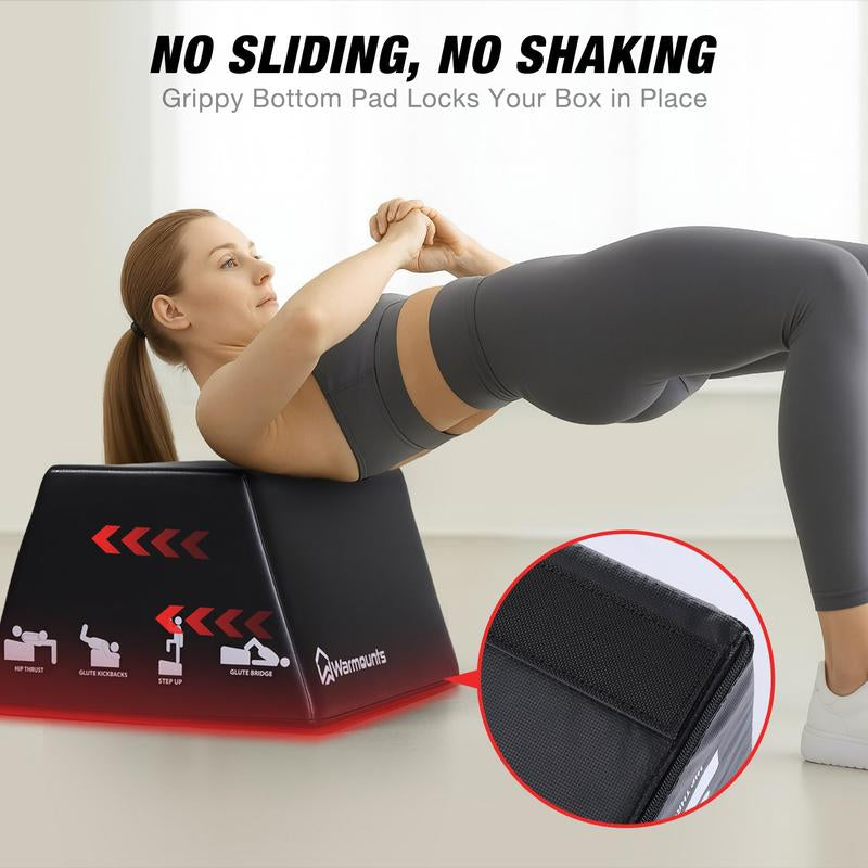 WARMOUNTS Hip Thrust Bench, Multi-Functional Hip Thrust Machine for Strength Training, Glute Bridge Box with Handle, Non-Slip Pad and Smooth Rim Design, for Home and Gym, 700LB Load Capacity
