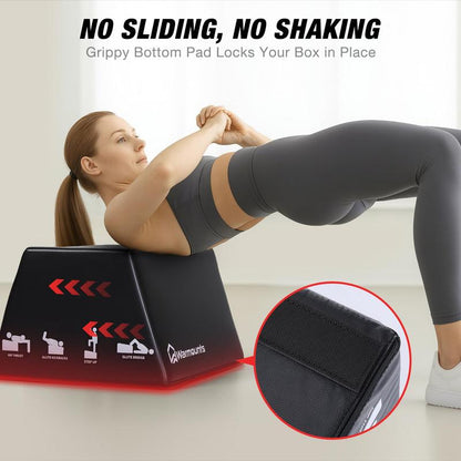 WARMOUNTS Hip Thrust Bench, Multi-Functional Hip Thrust Machine for Strength Training, Glute Bridge Box with Handle, Non-Slip Pad and Smooth Rim Design, for Home and Gym, 700LB Load Capacity