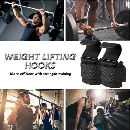 2 Pcs Weight Lifting Hooks - Upgraded Heavy Duty Lifting Wrist Straps for Deadlift, Powerlift, Pull up Bar, Liftups, Shrugs, Alternative in Fitness Gym Power Training, Not Scalable Hook