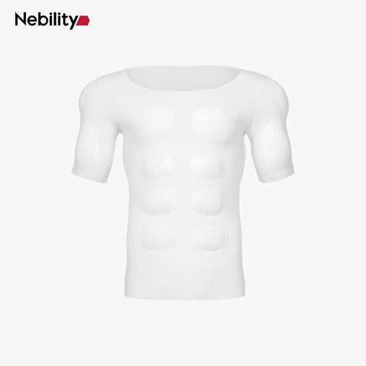 【Nebility】 Men’S Invisible Seamless Muscle-Enhancing T-Shirt with Removable Muscle Pads and Light Compression Function, Suitable for Everyday Wear, Cosplay, and Special Occasions