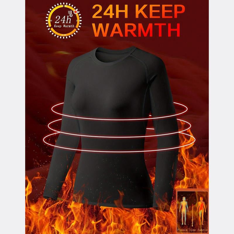 4 Pack Women'S Long Sleeve T Shirts Compression Workout Tops Thermal Shirts Fleece Lined Tops Long Sleeve Compression Workout Baselayer for Skiing Gym Outdoor Sports