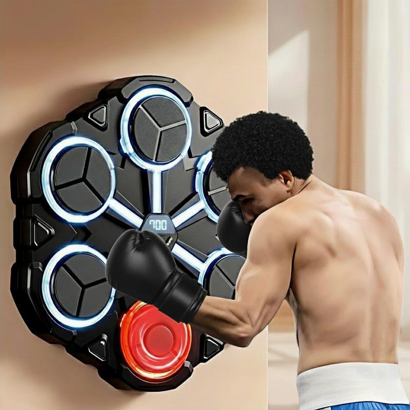 Bluetooth Music Boxing Trainer Wall-Mounted Stress Relief Punching Pad with Gloves More Adjustable Speeds for Instant Fun Portable Electronic Fitness Target Ideal Christmas Gift for Adults