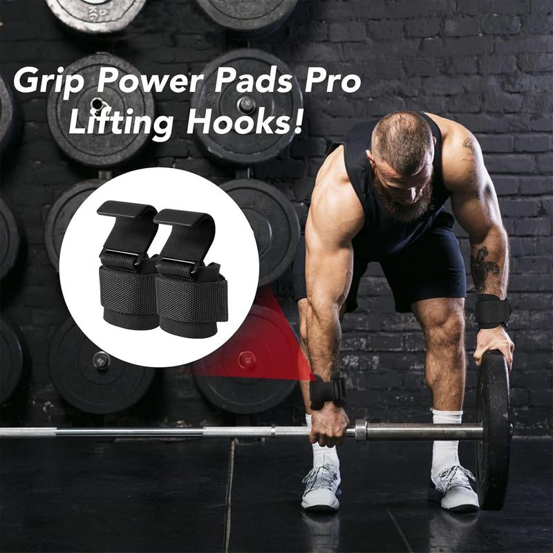 2 Pcs Weight Lifting Hooks - Upgraded Heavy Duty Lifting Wrist Straps for Deadlift, Powerlift, Pull up Bar, Liftups, Shrugs, Alternative in Fitness Gym Power Training, Not Scalable Hook