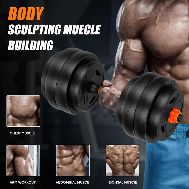 FIXTECH 20 LBS Adjustable Weight Dumbbell Set, 4 in 1 Home Gym Equipment with Dumbbell, Barbell, Kettlebell, Push-Up Modes - Fitness Exercise for Home Gym