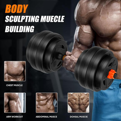 FIXTECH 20 LBS Adjustable Weight Dumbbell Set, 4 in 1 Home Gym Equipment with Dumbbell, Barbell, Kettlebell, Push-Up Modes - Fitness Exercise for Home Gym