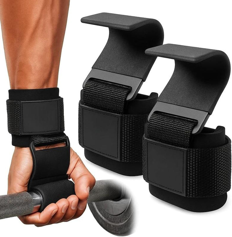 2 Pcs Weight Lifting Hooks - Upgraded Heavy Duty Lifting Wrist Straps for Deadlift, Powerlift, Pull up Bar, Liftups, Shrugs, Alternative in Fitness Gym Power Training, Not Scalable Hook