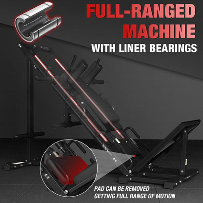 Leg Press Hack Squat Machine Combo, 45-Degree Leg Exercise with Linear Bearing & Weight Storage for Quads, Hamstrings, Glutes, Calves Home Workout Equipment Fitness Equipment