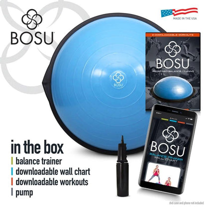 Bosu Multi Functional Home Gym 26" Original Balance Strength Trainer Ball, Blue