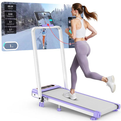 Trisomy 4 in 1 Smart Low Noise 3.5HP Foldable Handle Walking Pad 330Lbs Treadmill Fitness Equipment with Adjustable Incline, APP, Remote Control and LED Display for Home Gym and Office