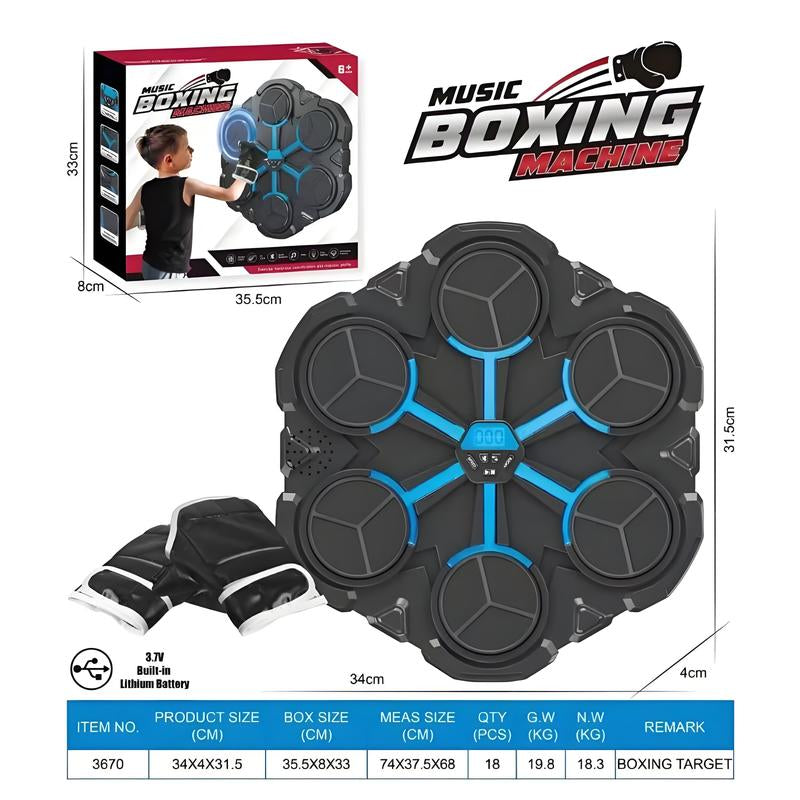 Bluetooth Music Boxing Trainer Wall-Mounted Stress Relief Punching Pad with Gloves More Adjustable Speeds for Instant Fun Portable Electronic Fitness Target Ideal Christmas Gift for Adults