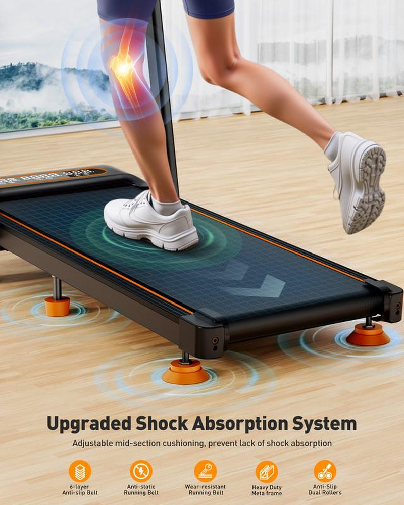 Trisomy 4 in 1 Smart Low Noise 3.5HP Foldable Handle Walking Pad 330Lbs Treadmill Fitness Equipment with Adjustable Incline, APP, Remote Control and LED Display for Home Gym and Office