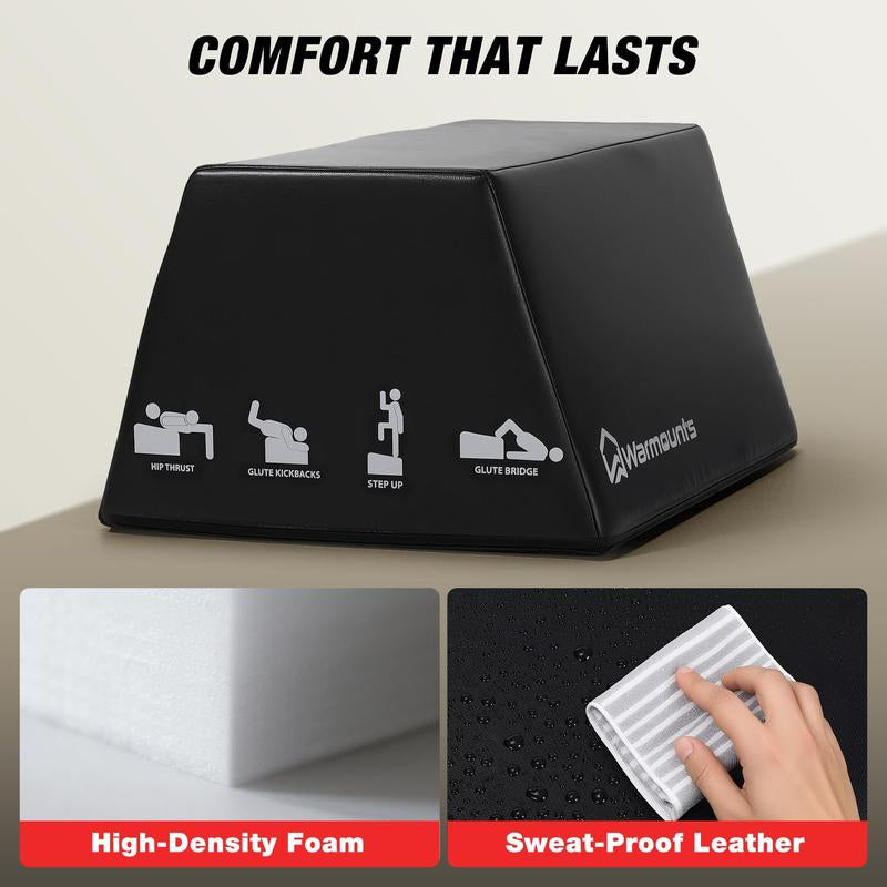 WARMOUNTS Hip Thrust Bench, Multi-Functional Hip Thrust Machine for Strength Training, Glute Bridge Box with Handle, Non-Slip Pad and Smooth Rim Design, for Home and Gym, 700LB Load Capacity