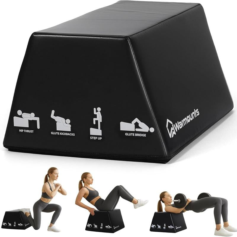 WARMOUNTS Hip Thrust Bench, Multi-Functional Hip Thrust Machine for Strength Training, Glute Bridge Box with Handle, Non-Slip Pad and Smooth Rim Design, for Home and Gym, 700LB Load Capacity