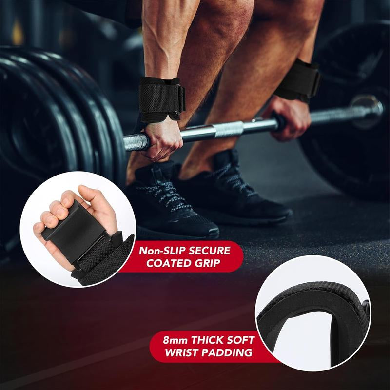2 Pcs Weight Lifting Hooks - Upgraded Heavy Duty Lifting Wrist Straps for Deadlift, Powerlift, Pull up Bar, Liftups, Shrugs, Alternative in Fitness Gym Power Training, Not Scalable Hook