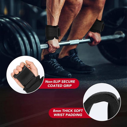 2 Pcs Weight Lifting Hooks - Upgraded Heavy Duty Lifting Wrist Straps for Deadlift, Powerlift, Pull up Bar, Liftups, Shrugs, Alternative in Fitness Gym Power Training, Not Scalable Hook