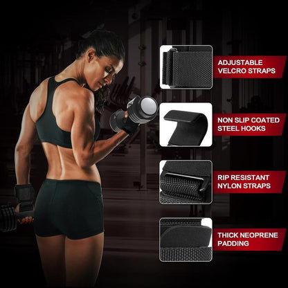 2 Pcs Weight Lifting Hooks - Upgraded Heavy Duty Lifting Wrist Straps for Deadlift, Powerlift, Pull up Bar, Liftups, Shrugs, Alternative in Fitness Gym Power Training, Not Scalable Hook