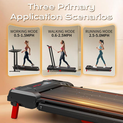 【Happyvalentine'S Day】Anylife Treadmills Home with Foldable Handle Bar with Safety Clip, Flat/Incline under Desk Treadmill, Brushless Motor, Walking Pad, Exercise Equipment with Remote Control, 330 Lbs Capacity, with LED Display, D2