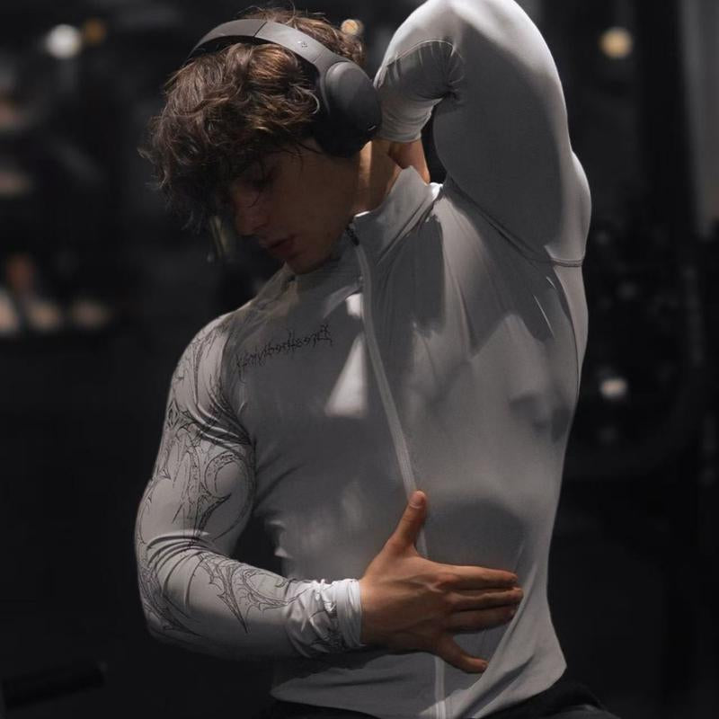 Men'S Slim Fit Compression Workout Jacket Quick-Dry Moisture-Wicking Full Zip Athletic Top for Gym Running Training High-Elastic Fabric